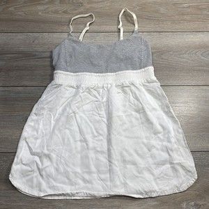Lululemon Athleta Built In Bra Striped Tank Top Gray No Size Tag